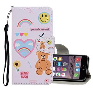 For iPhone 6 Plus / 6s Plus Colored Drawing Pattern Horizontal Flip Leather Case with Holder & Card Slots & Wallet(Smiley Bear)