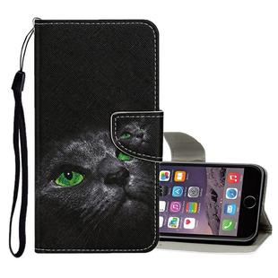 For iPhone 6 Plus / 6s Plus Colored Drawing Pattern Horizontal Flip Leather Case with Holder & Card Slots & Wallet(Black Cat)