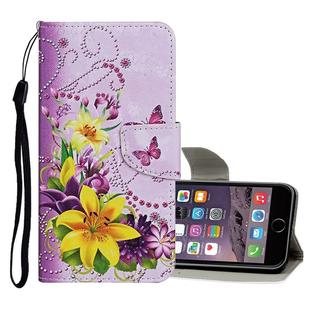 For iPhone 6 Plus / 6s Plus Colored Drawing Pattern Horizontal Flip Leather Case with Holder & Card Slots & Wallet(Yellow Flower Butterfly)