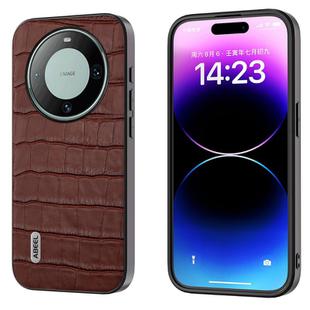 For Huawei Mate 60 ABEEL Crocodile Texture Genuine Leather Phone Case(Brown)
