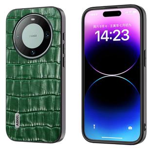 For Huawei Mate 60 ABEEL Crocodile Texture Genuine Leather Phone Case(Green)