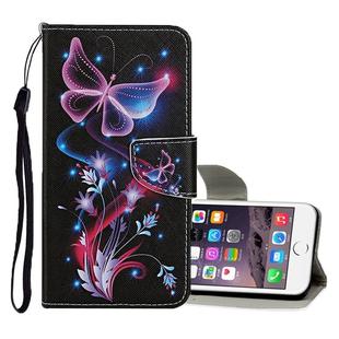 For iPhone 6 / 6s Colored Drawing Pattern Horizontal Flip Leather Case with Holder & Card Slots & Wallet(Fluorescent Butterfly)