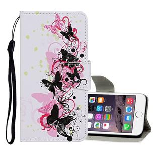 For iPhone 6 / 6s Colored Drawing Pattern Horizontal Flip Leather Case with Holder & Card Slots & Wallet(Four Butterflies)