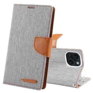 For iPhone 15 GOOSPERY CANVAS DIARY Fabric Texture Flip Leather Phone Case(Grey)
