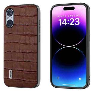 For Sony Xperia 5 V ABEEL Crocodile Texture Genuine Leather Phone Case(Brown)