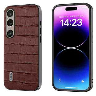 For Sony Xperia 1 VI ABEEL Crocodile Texture Genuine Leather Phone Case(Brown)