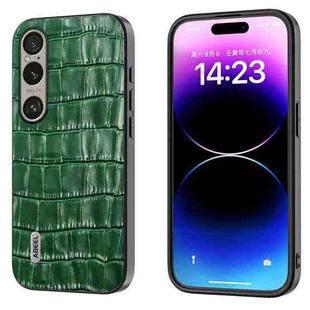 For Sony Xperia 1 VI ABEEL Crocodile Texture Genuine Leather Phone Case(Green)