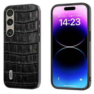 For Sony Xperia 1 VI ABEEL Crocodile Texture Genuine Leather Phone Case(Black)