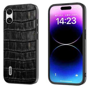 For Sony Xperia 10 VI ABEEL Crocodile Texture Genuine Leather Phone Case(Black)