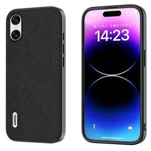 For Sony Xperia 10 VI ABEEL Genuine Leather + PC Litchi Texture Phone Case(Black)