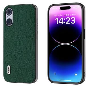 For Sony Xperia 5 V ABEEL Cross Texture Genuine Leather Phone Case(Green)