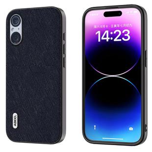 For Sony Xperia 5 V ABEEL Cross Texture Genuine Leather Phone Case(Blue)