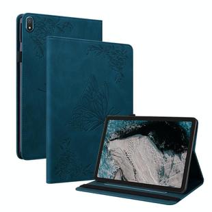 For Nokia T20 Butterfly Flower Embossed Leather Tablet Case(Blue)