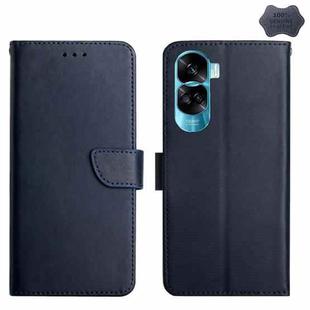 For Honor 90 Lite HT02 Genuine Leather Fingerprint-proof Flip Phone Case(Blue)
