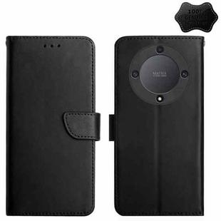 For Honor X9b HT02 Genuine Leather Fingerprint-proof Flip Phone Case(Black)