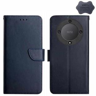 For Honor X9b HT02 Genuine Leather Fingerprint-proof Flip Phone Case(Blue)