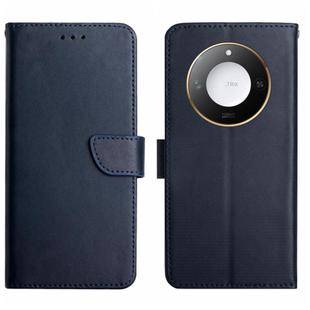 For Honor X9c Smart HT02 Genuine Leather Fingerprint-proof Flip Phone Case(Blue)