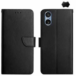 For Sony Xperia 5 V Genuine Leather Fingerprint-proof Horizontal Flip Phone Case(Black)