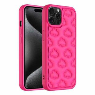 For iPhone 15 Pro Max 3D Cloud Pattern TPU Phone Case(Rose Red)