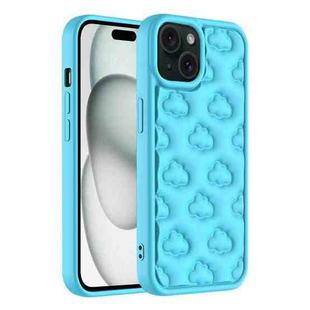 For iPhone 15 3D Cloud Pattern TPU Phone Case(Blue)