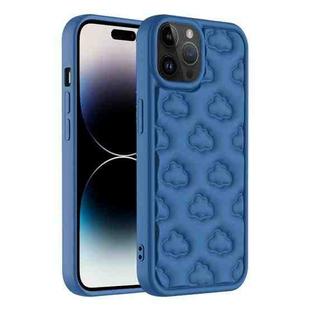 For iPhone 14 Pro 3D Cloud Pattern TPU Phone Case(Dark Blue)