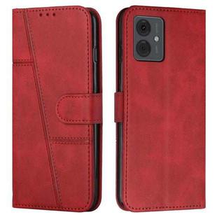 For Motorola Moto G14 Stitching Calf Texture Buckle Leather Phone Case(Red)