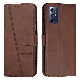 For Motorola Moto G Play 5G 2024 Stitching Calf Texture Buckle Leather Phone Case(Brown)