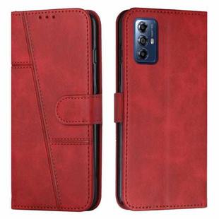 For Motorola Moto G Play 5G 2024 Stitching Calf Texture Buckle Leather Phone Case(Red)