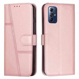 For Motorola Moto G Play 5G 2024 Stitching Calf Texture Buckle Leather Phone Case(Rose Gold)