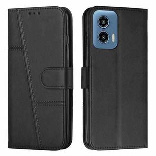 For Motorola Moto G Play 5G 2024/G 5G 2024 Stitching Calf Texture Buckle Leather Phone Case(Black)