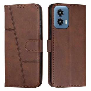 For Motorola Moto G Play 5G 2024/G 5G 2024 Stitching Calf Texture Buckle Leather Phone Case(Brown)