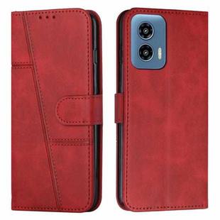 For Motorola Moto G Play 5G 2024/G 5G 2024 Stitching Calf Texture Buckle Leather Phone Case(Red)