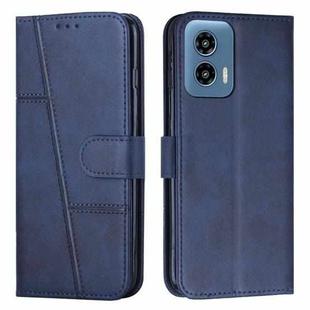 For Motorola Moto G Play 5G 2024/G 5G 2024 Stitching Calf Texture Buckle Leather Phone Case(Blue)