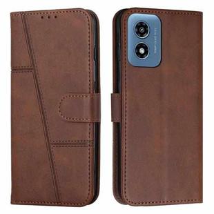 For Motorola Moto G04/G24 Stitching Calf Texture Buckle Leather Phone Case(Brown)