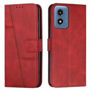 For Motorola Moto G04/G24 Stitching Calf Texture Buckle Leather Phone Case(Red)
