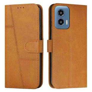 For Motorola Moto G34 5G Stitching Calf Texture Buckle Leather Phone Case(Yellow)