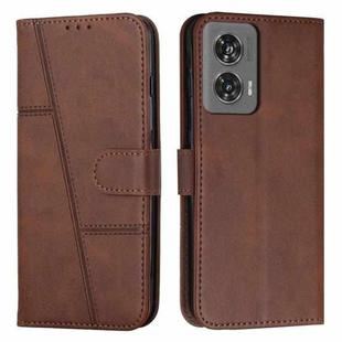 For Motorola Edge 50 Fusion Stitching Calf Texture Buckle Leather Phone Case(Brown)