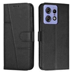 For Motorola Edge 50 Pro Stitching Calf Texture Buckle Leather Phone Case(Black)