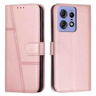 For Motorola Edge 50 Pro Stitching Calf Texture Buckle Leather Phone Case(Rose Gold)