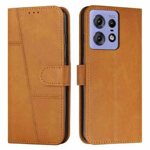 For Motorola Edge 50 Pro Stitching Calf Texture Buckle Leather Phone Case(Yellow)