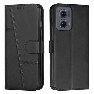 For Motorola Edge 2024 Stitching Calf Texture Buckle Leather Phone Case(Black)