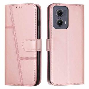 For Motorola Edge 2024 Stitching Calf Texture Buckle Leather Phone Case(Rose Gold)