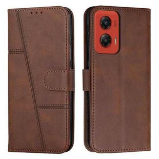 For Motorola Moto G Stylus 5G 2024 Stitching Calf Texture Buckle Leather Phone Case(Brown)