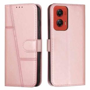 For Motorola Moto G Stylus 5G 2024 Stitching Calf Texture Buckle Leather Phone Case(Rose Gold)