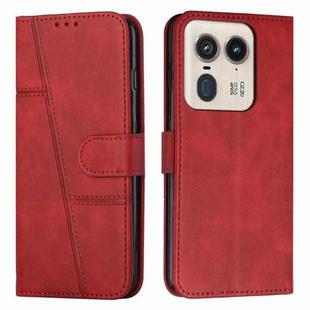 For Motorola Moto X50 Ultra Stitching Calf Texture Buckle Leather Phone Case(Red)