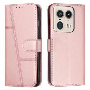 For Motorola Moto X50 Ultra Stitching Calf Texture Buckle Leather Phone Case(Rose Gold)