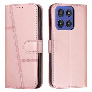For Motorola Moto G Stylus 5G 2025 Stitching Calf Texture Buckle Leather Phone Case(Rose Gold)