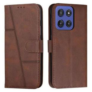 For Motorola Edge 60 Fusion Stitching Calf Texture Buckle Leather Phone Case(Brown)