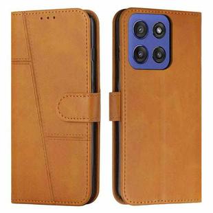 For Motorola Edge 60 Fusion Stitching Calf Texture Buckle Leather Phone Case(Yellow)
