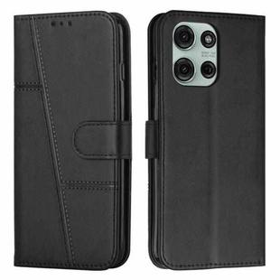 For Motorola Moto G86 5G Stitching Calf Texture Buckle Leather Phone Case(Black)